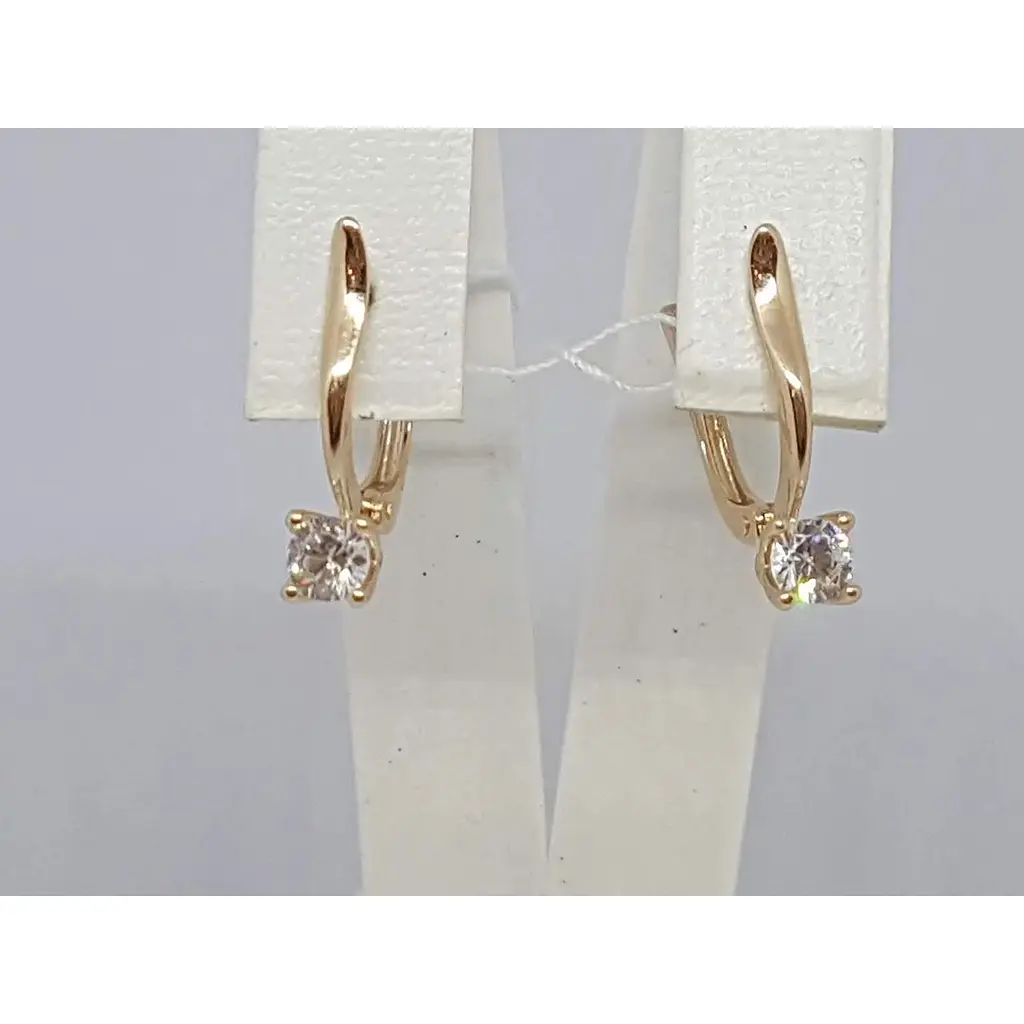 Золотые серьги Favoritum с фианитами. 211354 - фото 3