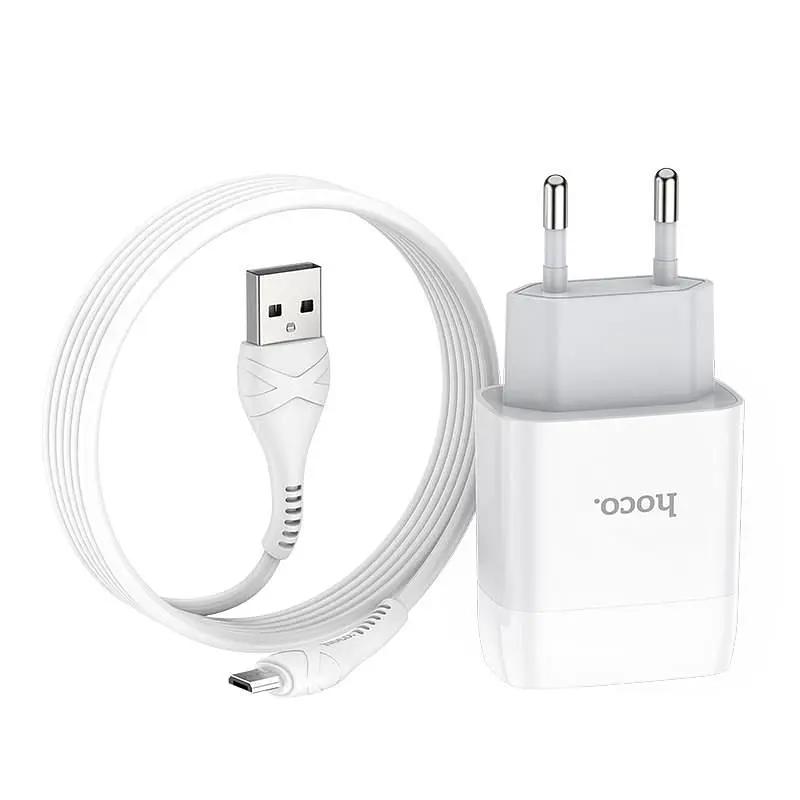Зарядний пристрій Hoco C72A Glorious (1USB, 2.1А) White + кабель MicroUSB (6931474713001) - фото 8