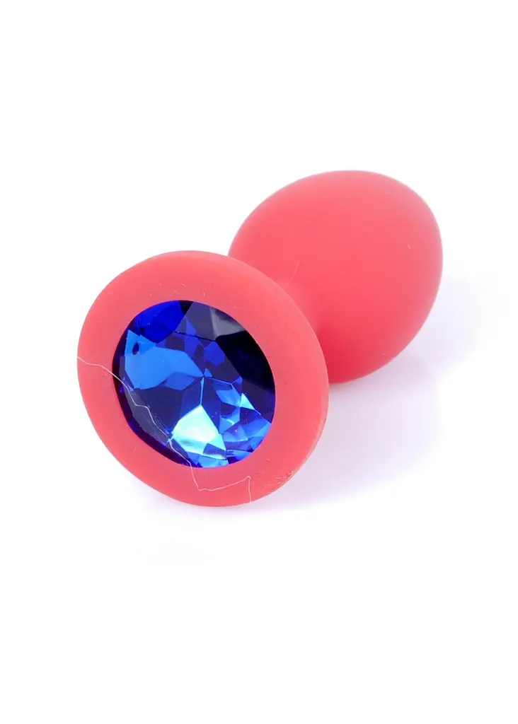 Анальна пробка - Jewellery Silicone Red Plug S Blue - фото 3