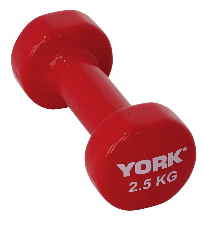 Гантелі для фітнесу вінілові круглі York Fitness 2х2,5кг червоний - фото 2