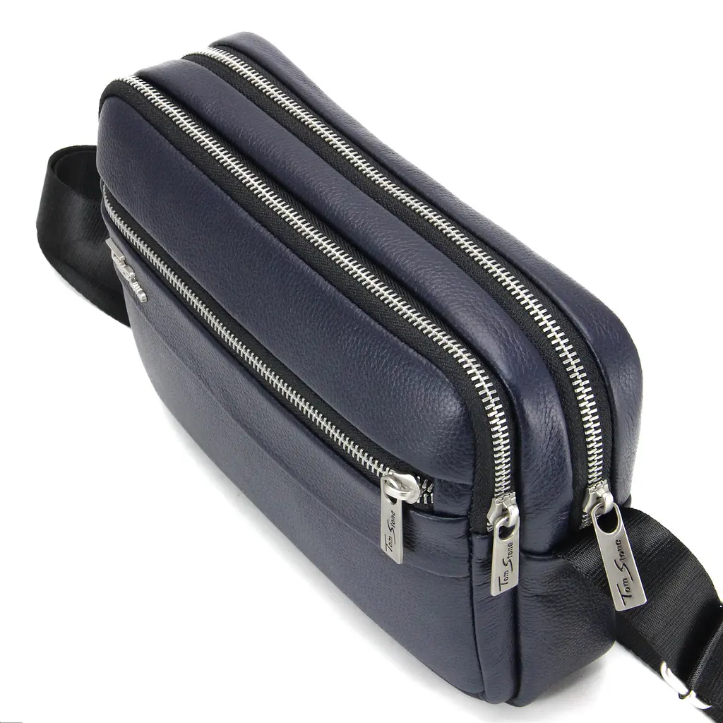 Сумка чоловіча шкіряна маленька Tom Stone 8031 ВL синя - фото 5