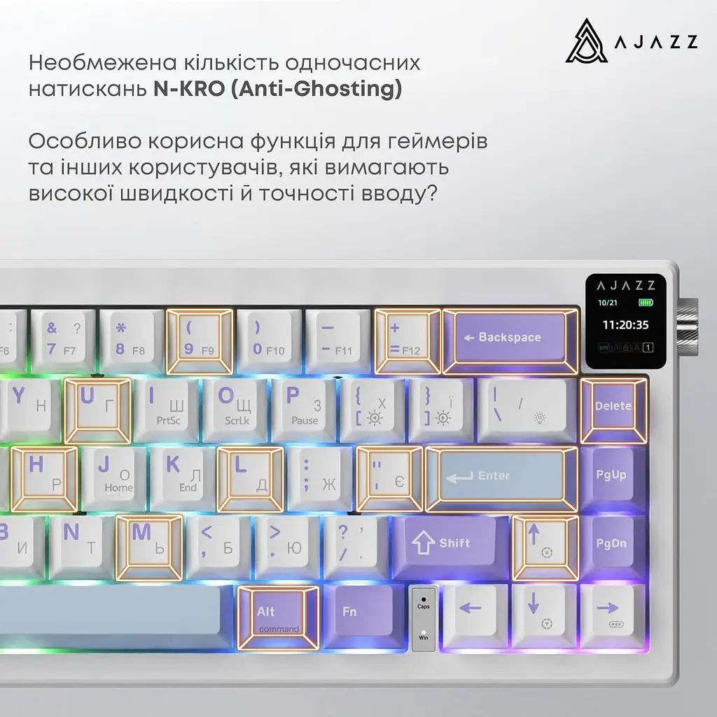 Клавіатура Ajazz AK650 Flying Fish Switch Purple (AK650-FF-PWB) - фото 8