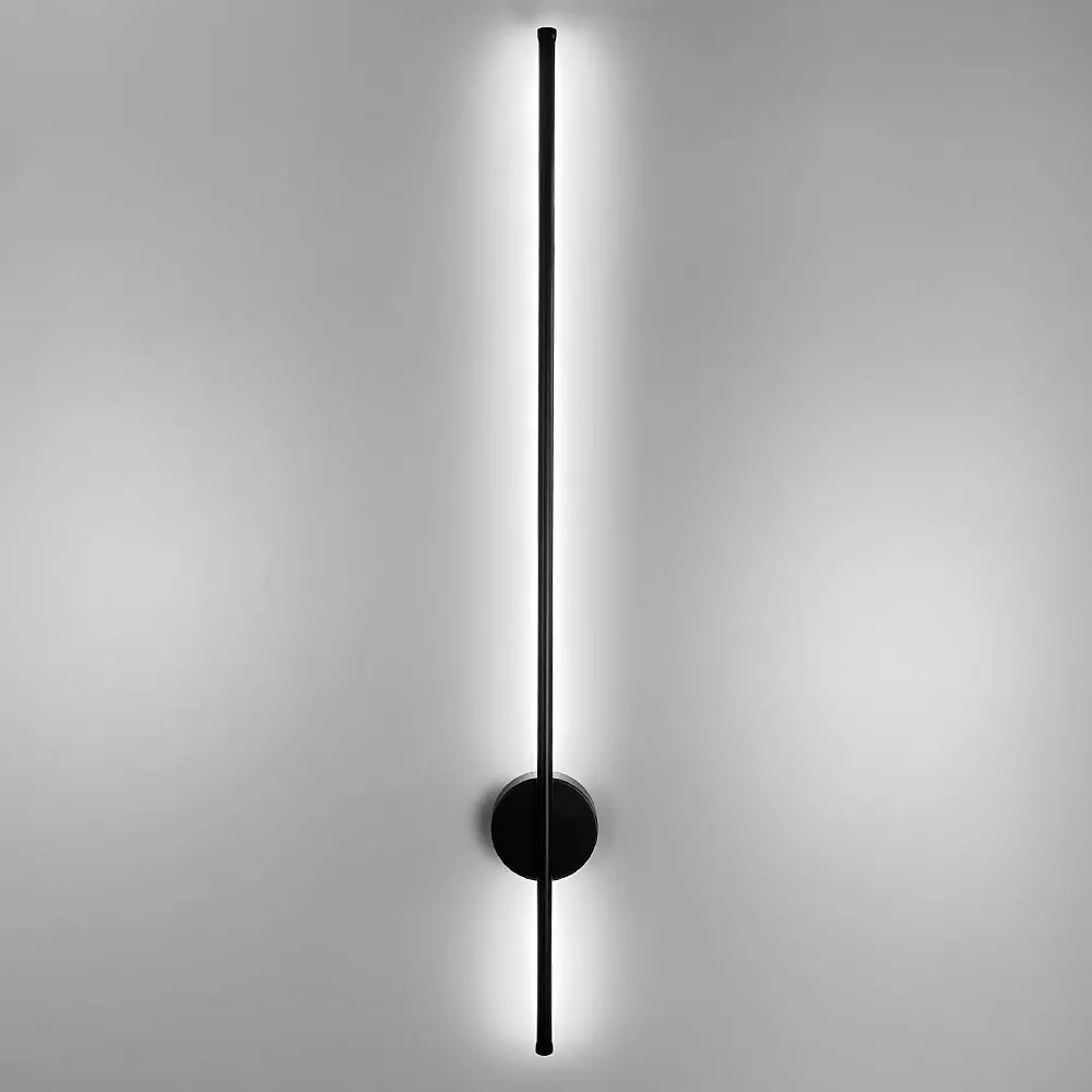 Видовжене чорне LED бра 90 см Арт. W 007/900 BK Line F - фото 4