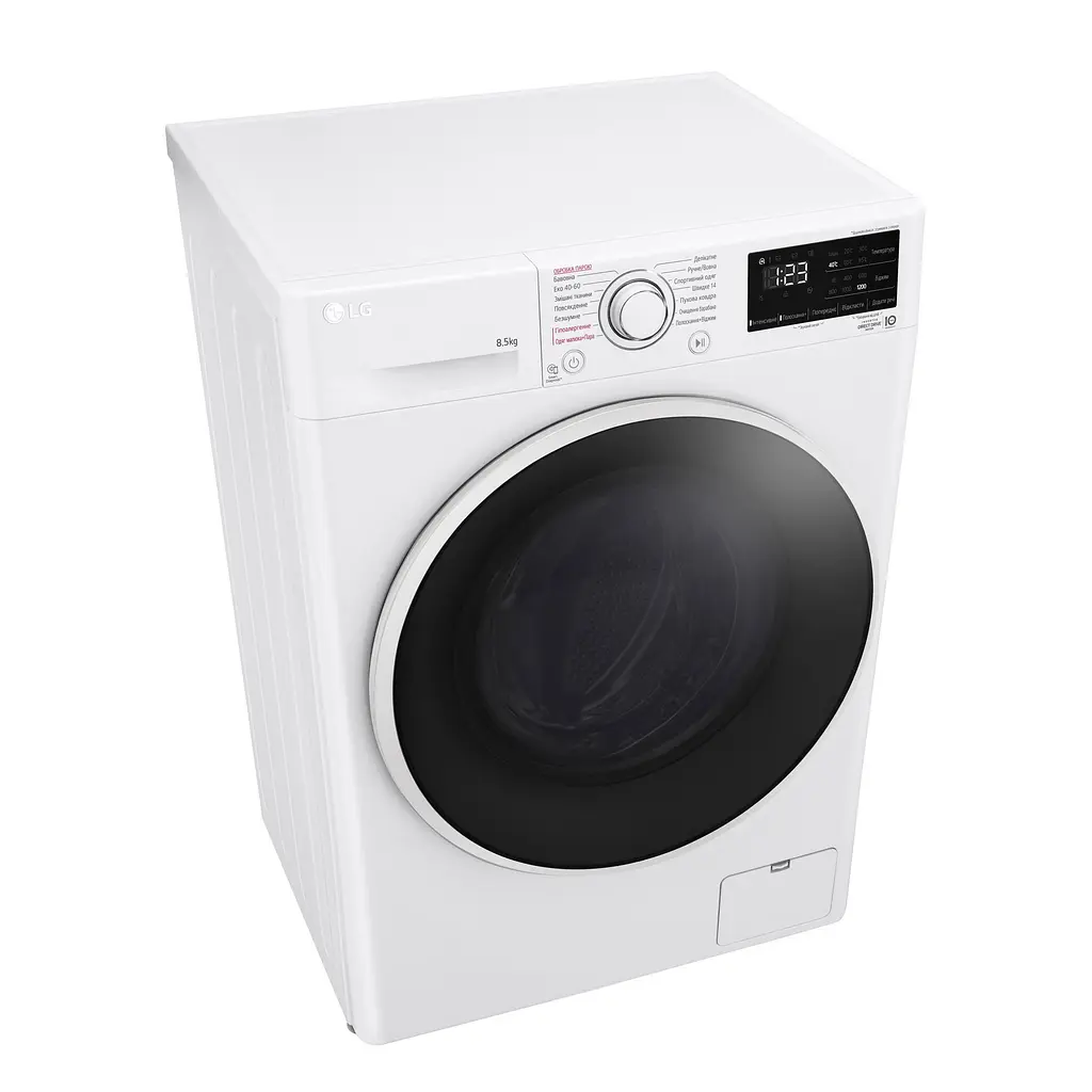 Пральна машина LG фронтальна, 8,5 кг, 1200, A+++, 48см, дисплей, пара, інвертор, білий (F2V3GS7WW) - фото 7