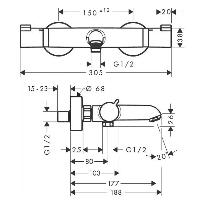 Термостат для ванны Hansgrohe Ecostat 13114670 Черный матовый - фото 2