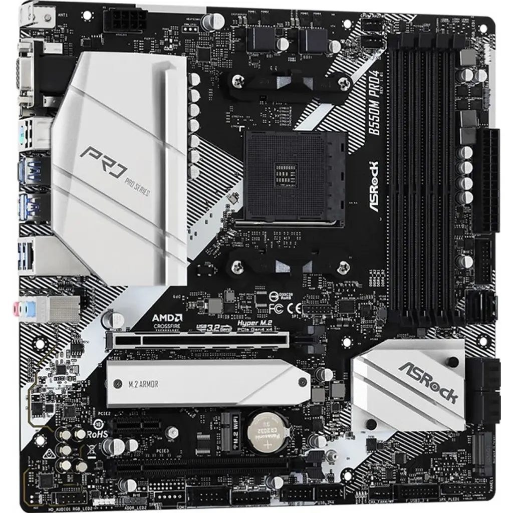Материнська плата ASRock B550M Pro4 (AM4/B550, 4xDDR4, 2xPCIex16, DP/HDMI/VGA, 6xSATAІІІ, 3xM.2, GLan, 7.1ch, mATX) - фото 2