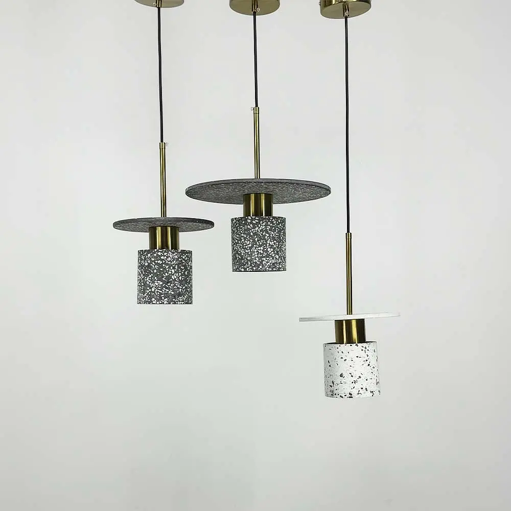 Подвес Terrazzo Cylinder с белым бетонным плафоном 20 см в стиле Ар-деко | Line F | Арт. MJ162-200 WT - фото 7