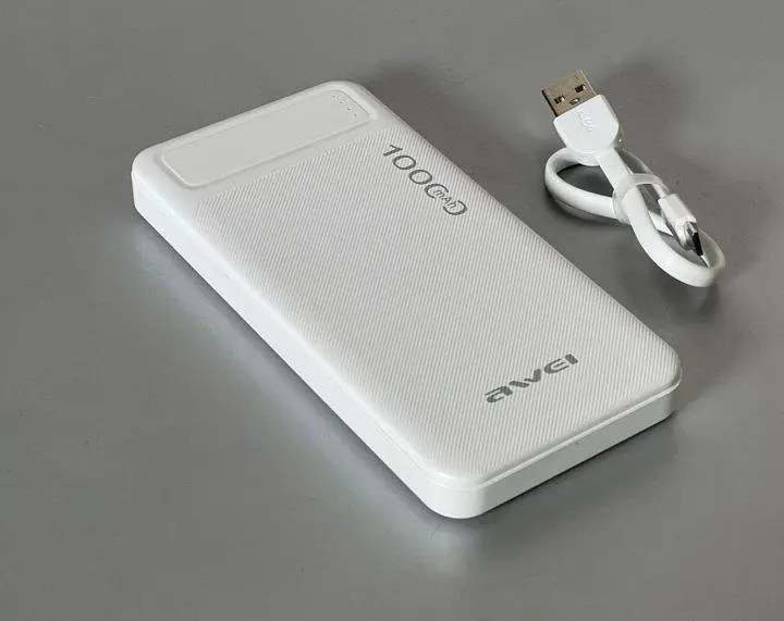 Портативное зарядное устройство для Power Bank Awei P5K 10000 mAh Павербанк USB белый - фото 3