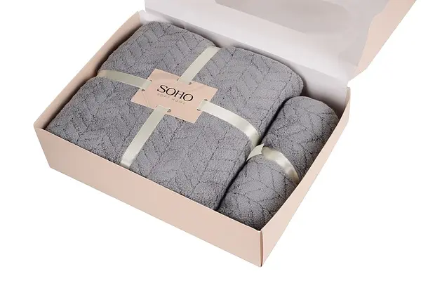 Набір рушників Soho Cold gray, в коробці, 35х75 см +70х140 см, 2 шт., сірий (1173К) - фото 3