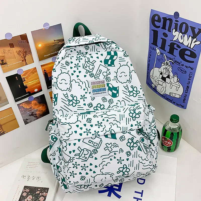 Рюкзак підлітковий No Brand 5154 31х13 см White-Green 13081-84482 - фото 4