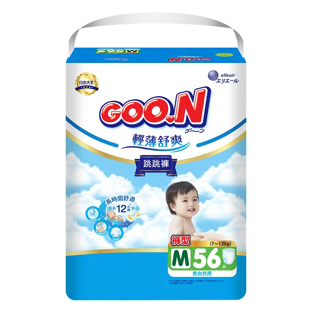 Трусики-підгузки GOO.N Slim & Comfortable для дітей 7-12 кг (розмір M, унісекс, 56 шт)