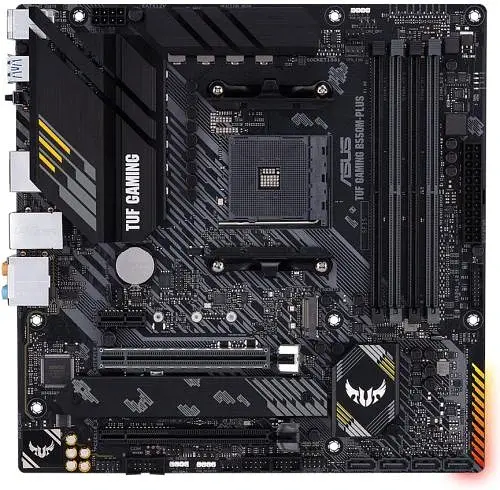 Мат.плата AM4 (B550) Asus TUF GAMING B550M-PLUS, B550, 4xDDR4, CrossFire, Int.Video(CPU), 4xSATA3, 2xM.2, 1xPCI-E 16x 4.0, 1xPCI-E 16x 3.0, 1xPCI-E 1x 3.0, ALC S1200A, RTL8125B, 8xUSB3.2/6xUSB2.0, HDMI/DP, MicroATX - фото 2