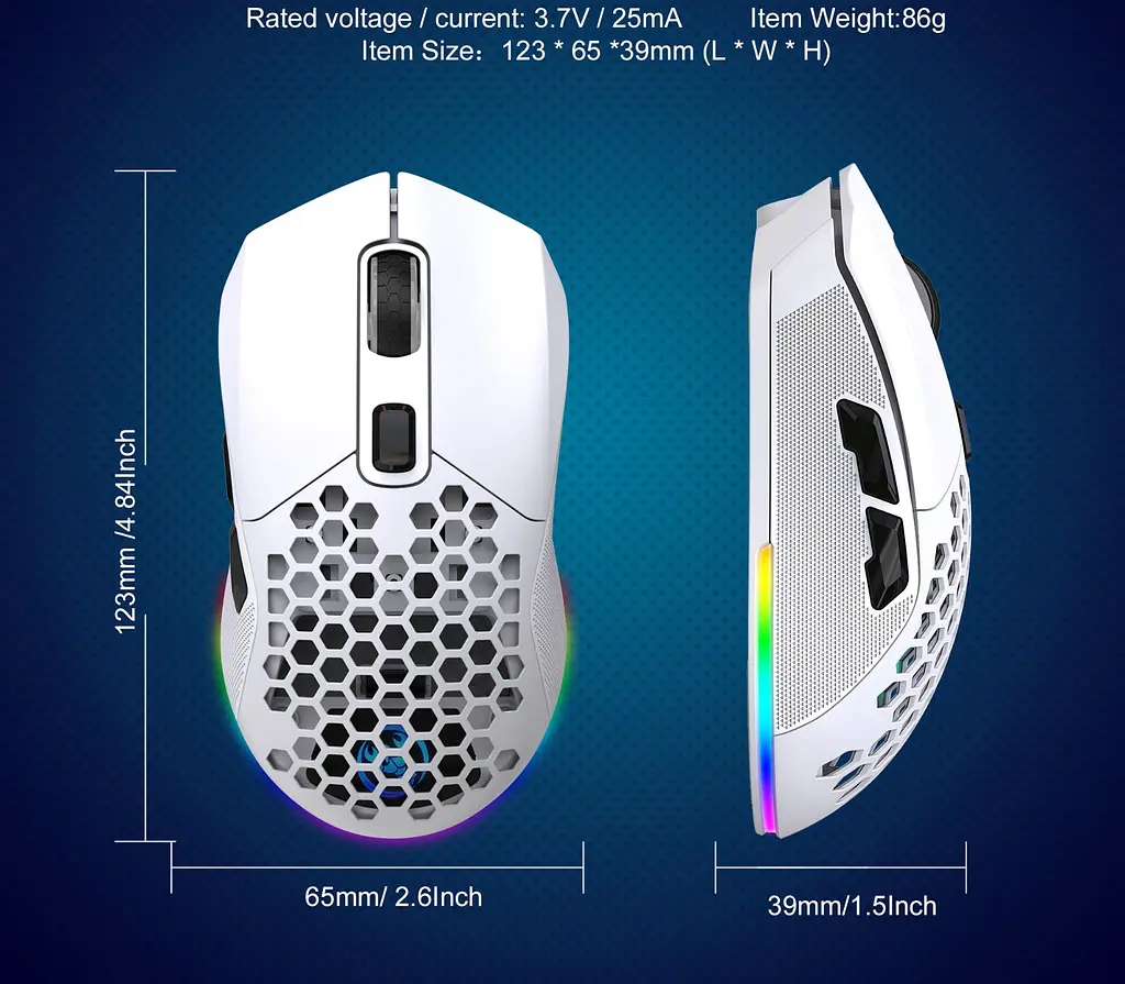 Миша бездротова HXSJ Т28 з акумулятором та RGB підсвічуванням 2,4G+Bluetooth White - фото 5