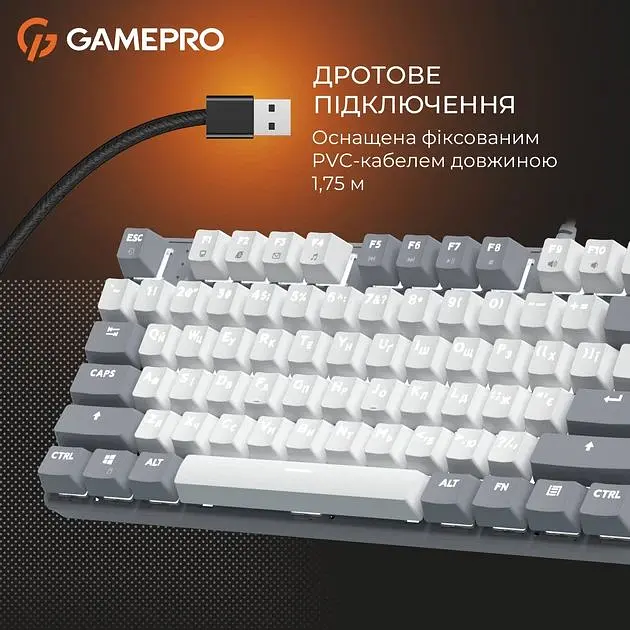 Клавіатура дротова GamePro Genesis Metallic Outemu Red Swithes USB Gray (MK110G) - фото 7