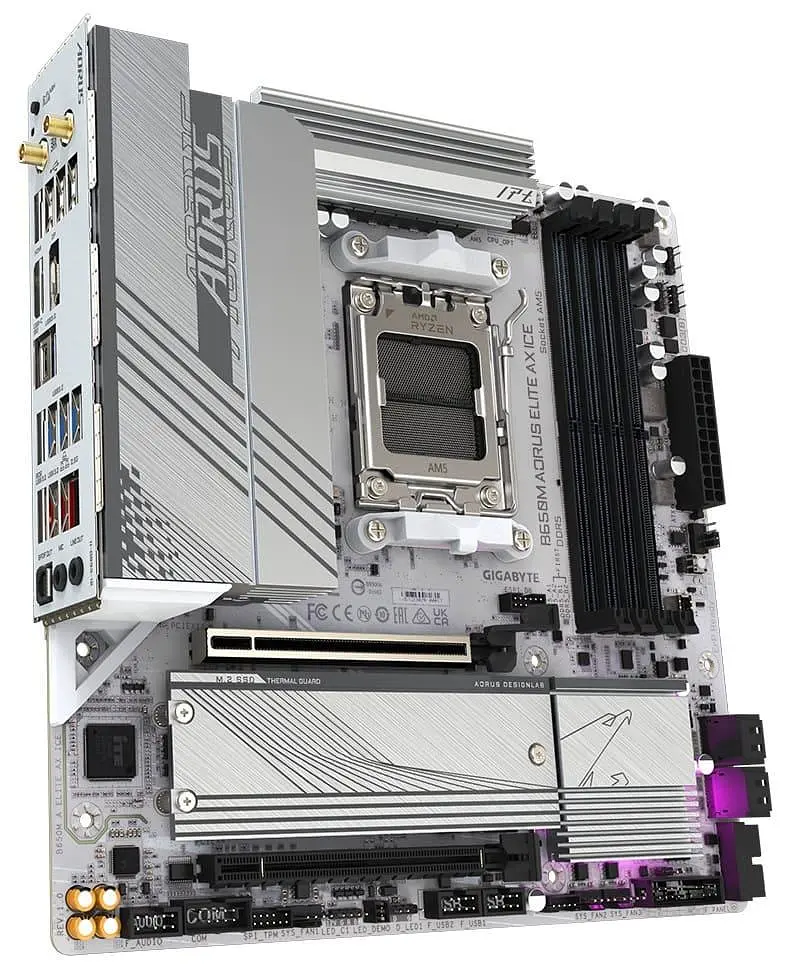 Материнская плата Gigabyte B650M AORUS ELITE AX ICE (B650M AORUS ELITE AX ICE) (Socket AM5, AMD B650, Micro-ATX) - фото 3