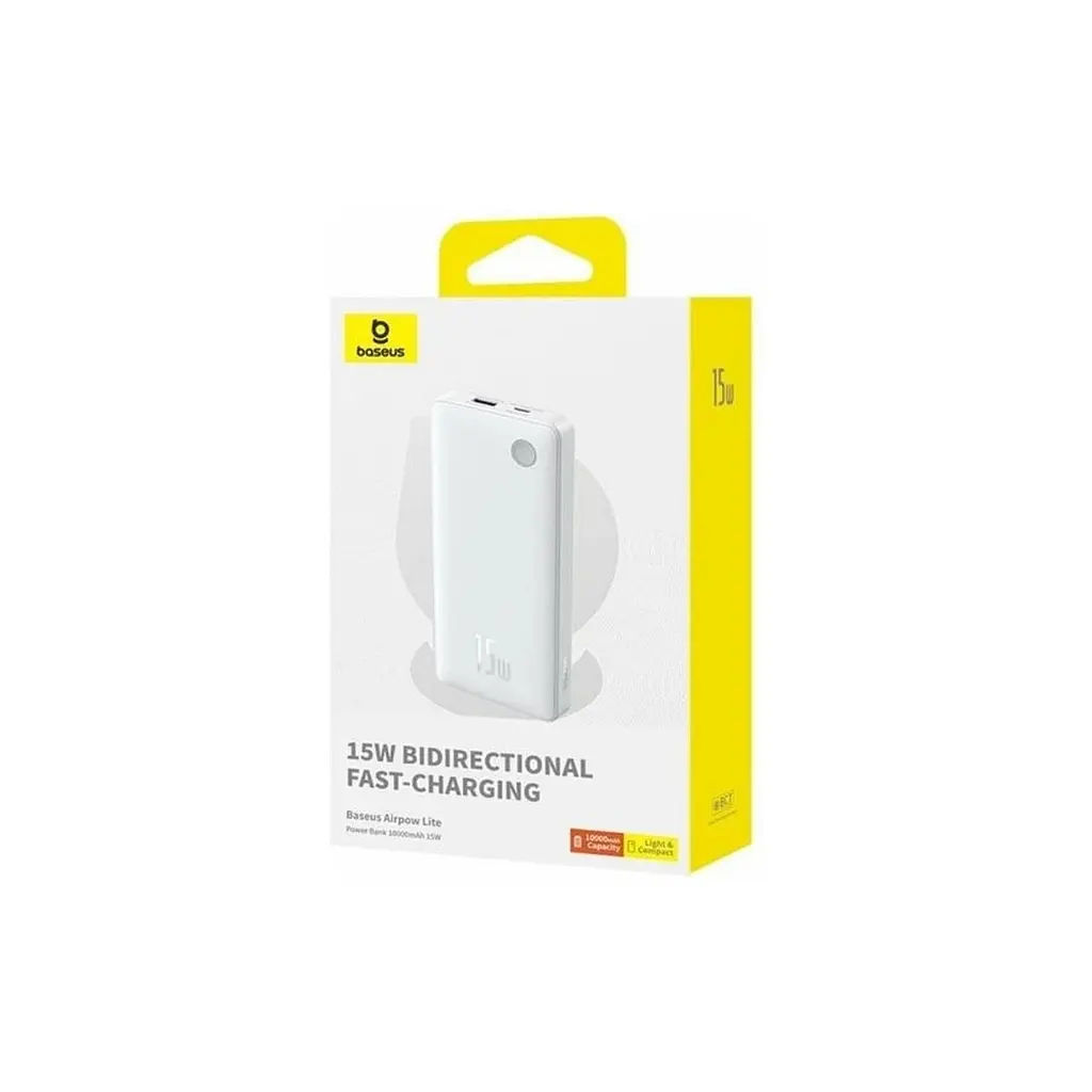 Батарея універсальна Baseus Airpow Lite 10000mAh 15W White (P10067500213-00) - фото 3