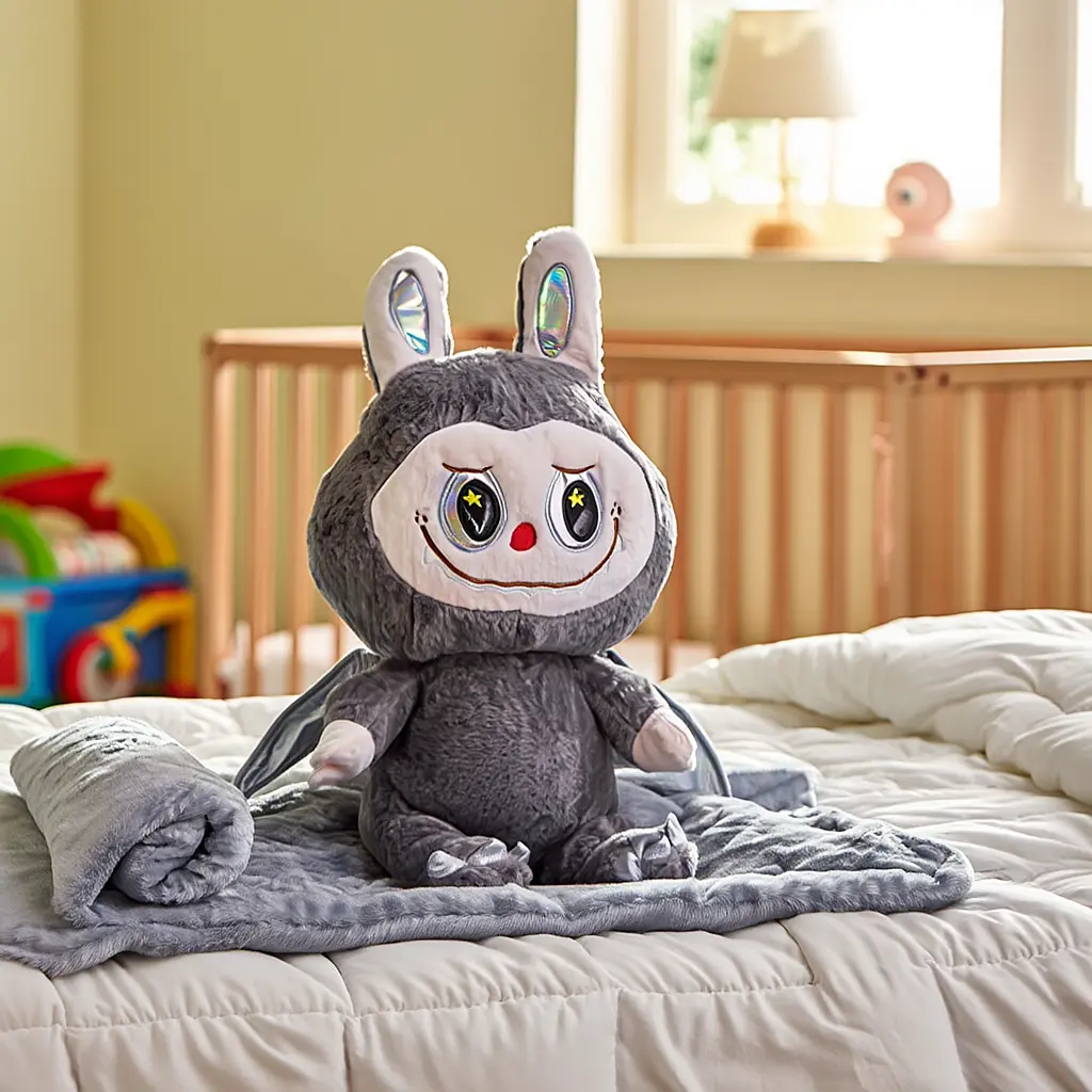 Мягкая игрушка-плед и подушка 3 в 1 Labubu Brown Dragon Серый Colorful Home 520-29G - фото 2