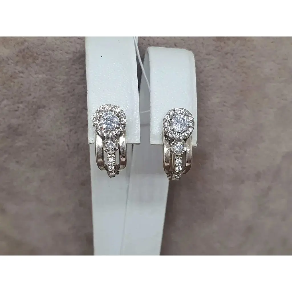 Золоті сережки Гаразд з фіанітами. 3533549 - фото 3