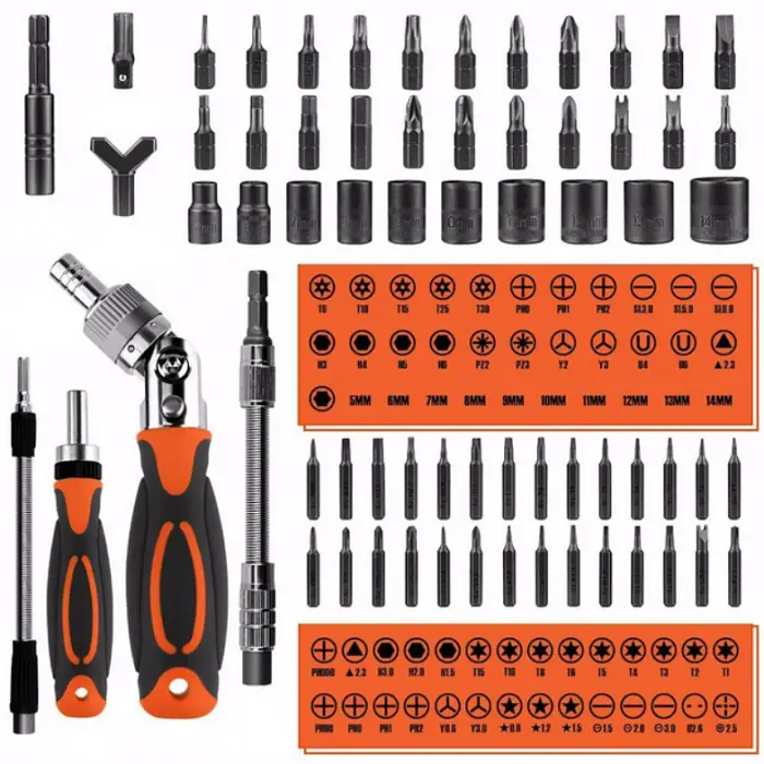 Набір викруток із тріскачкою Torx Ratchet 68 в 1/Рожевий комплект інструментів із храповим механізмом - фото 2