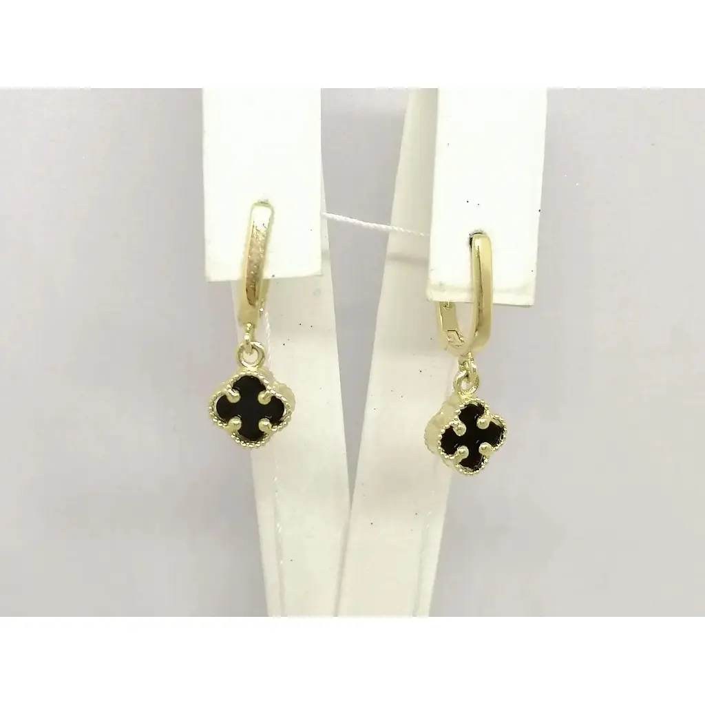 Золоті сережки Столична Ювелірна Фабрика з оніксом. 104189ЖО - фото 4