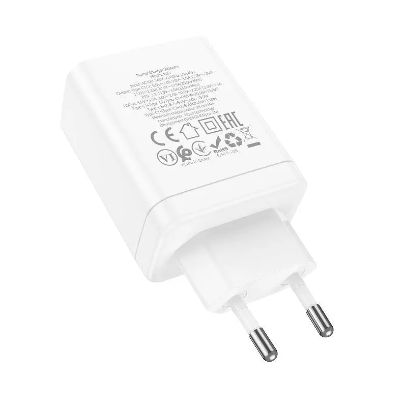 Адаптер мережевий HOCO Start three-port charger N33 35W зарядний блок білий - фото 4