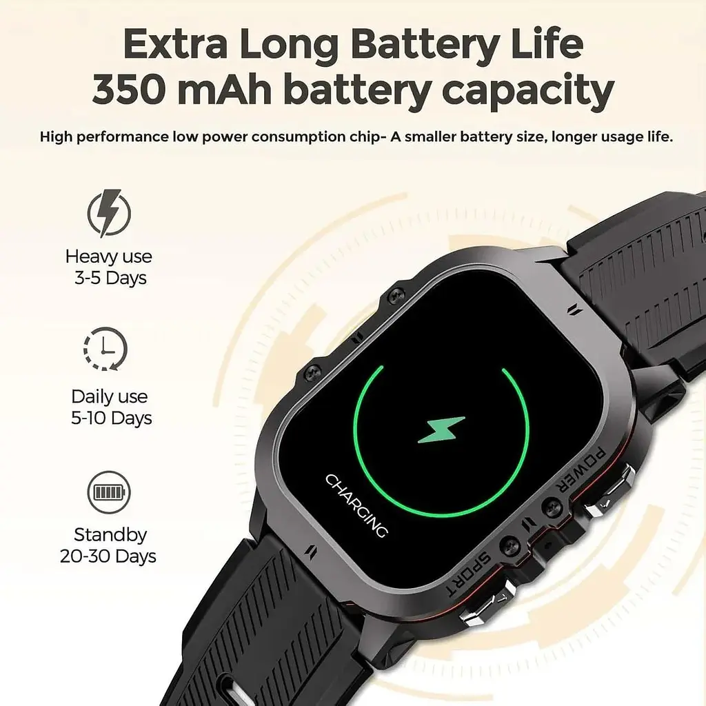 Розумний годинник Viran для чоловіків 1.96 дюйма AMOLED Fitness Tracker Smartwatch - фото 6