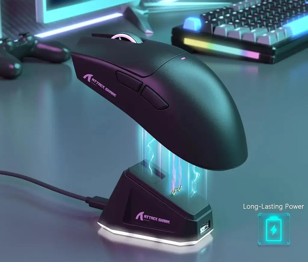 Компьютерная мышь Attack Shark X11 беспроводная, игровая, PAW3311, 22000 DPI 2,4G+Bluetooth Black - фото 8