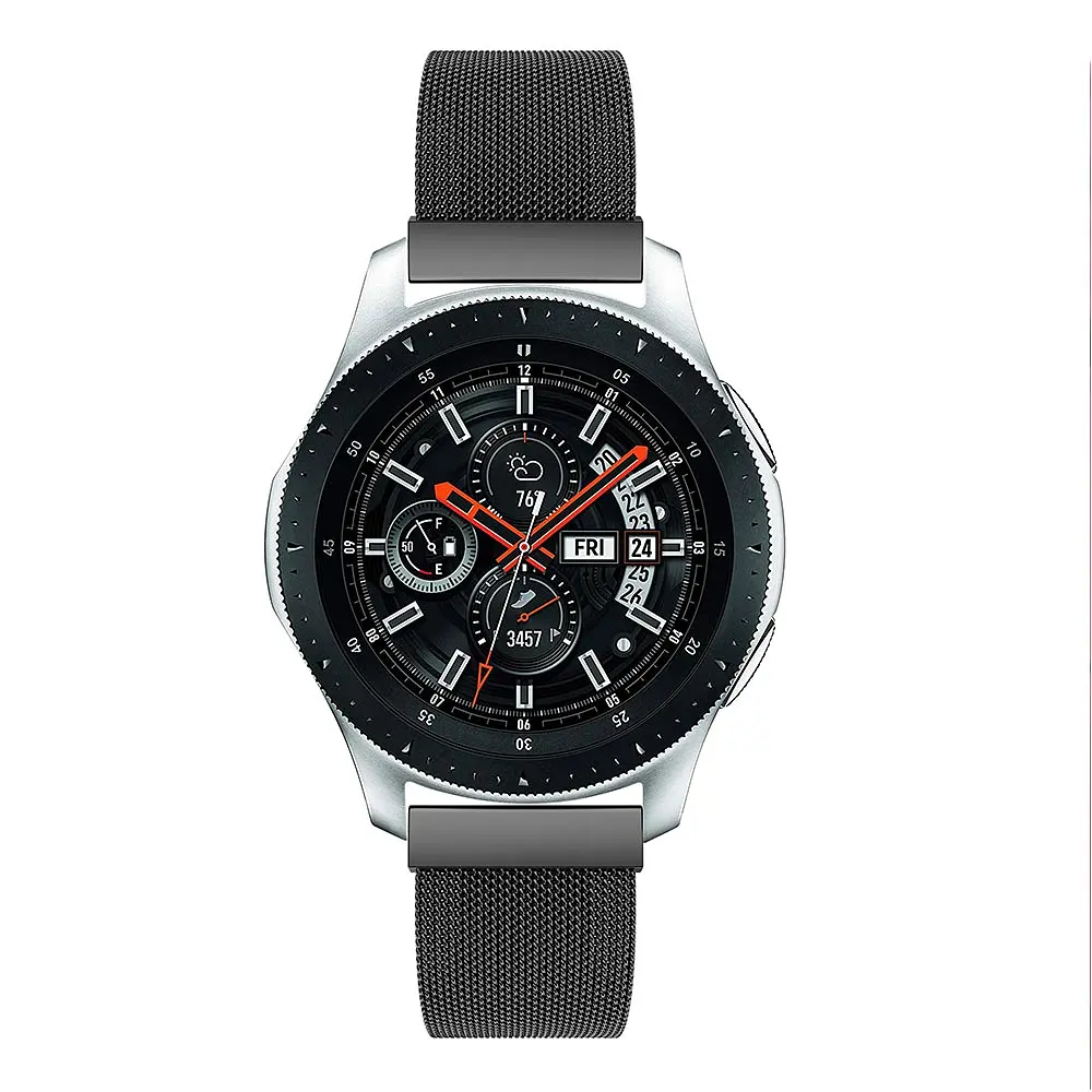 Металевий ремінець Watchbands Milanese Loop Samsung Galaxy Watch 46mm Silver Samsung Gear S3 - чорний (WB004METALBLACK20MM) - фото 3
