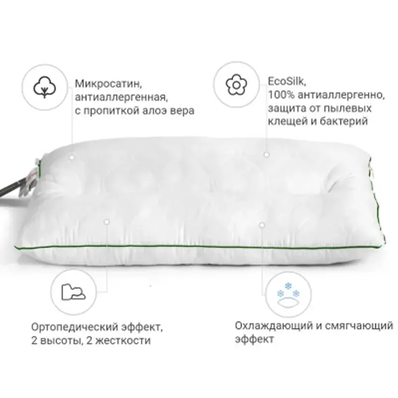 Подушка MirSon ортопедична Premium Eco Aloe Vera 147 Середня 50x70 см (2200000393029) - фото 5