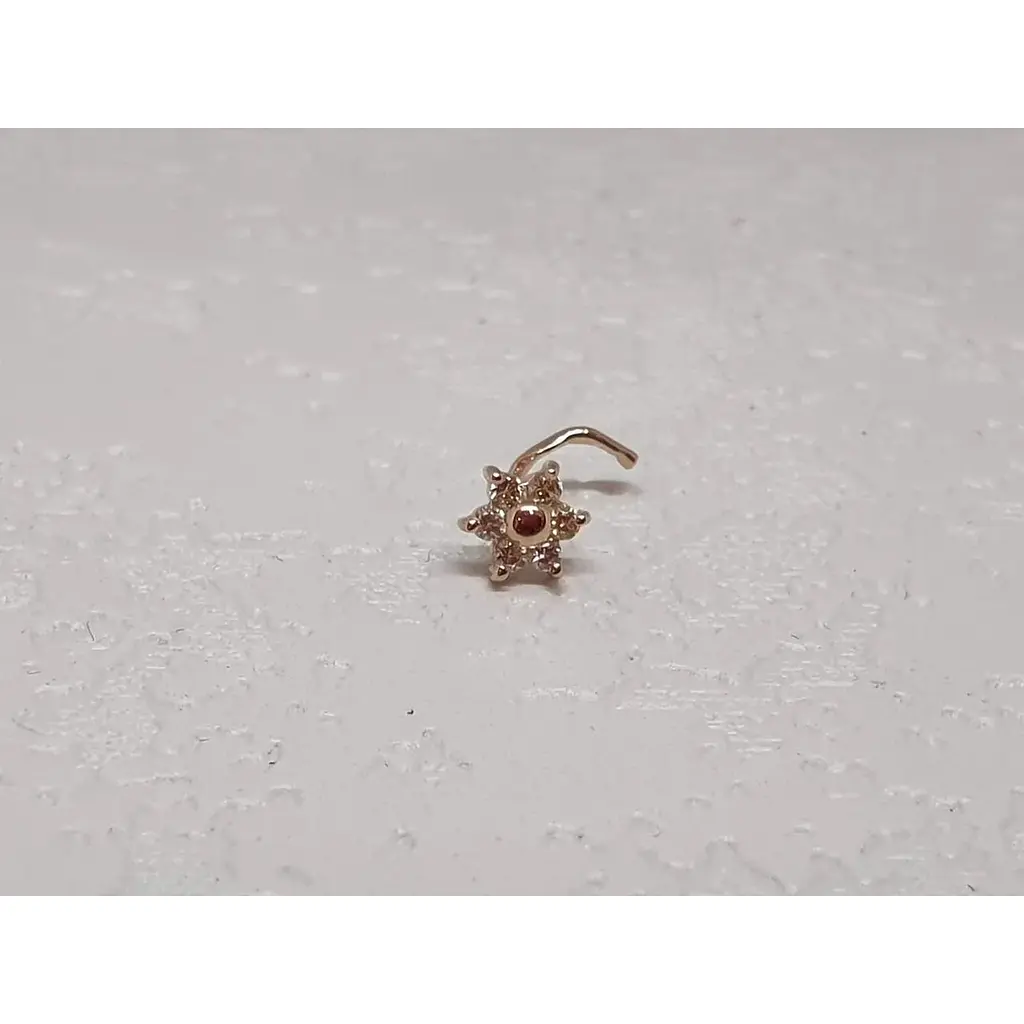 Золотая серьга-пирсинг в нос Dear с фианитами. 1040.1 - фото 2