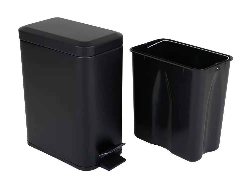Відро для сміття Zerix Sansa-TC0105 5 л з плавним закриттям прямокутне Black ZX5894, Чорний матовий - фото 2