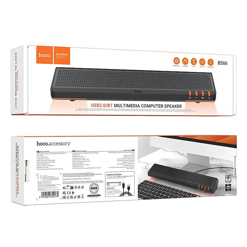 Bluetooth Колонка Hoco BS66 Smooth multimedia computer USB2.0 Black - фото 2