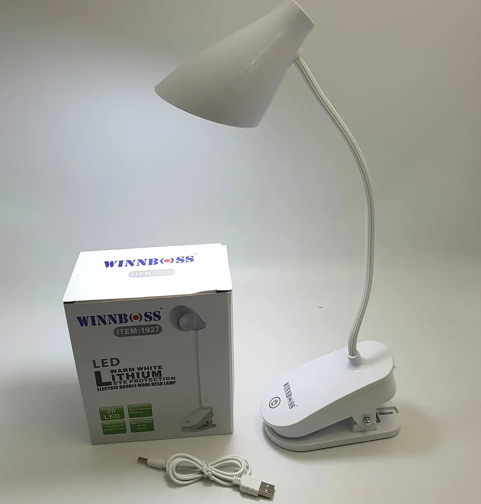 LED-лампа сенсорна світлодіодна настільна на прищіпці акумуляторна (знімний 18650) тепле, нейтральне та холодне світло WinBoss 1927 - фото 2
