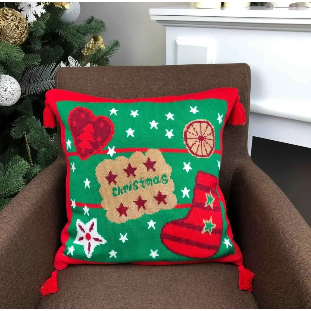 Наволочка в'язана Прованс Печиво Зелена 45х45 см - фото 2