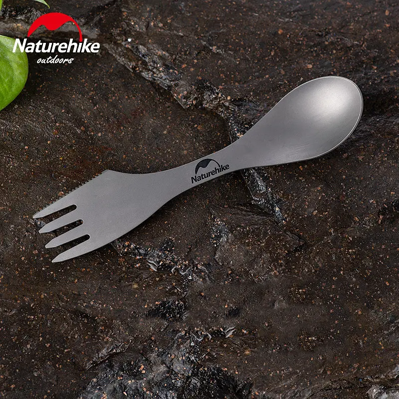 Титанова ложка-вилка-ніж Naturehike Titanium NH19T012 (Сіра) - фото 3
