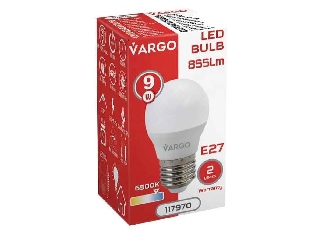 Лампа світлодіодна VARGO 9W E27 G45 6500K 220V (V-117970) - фото 2