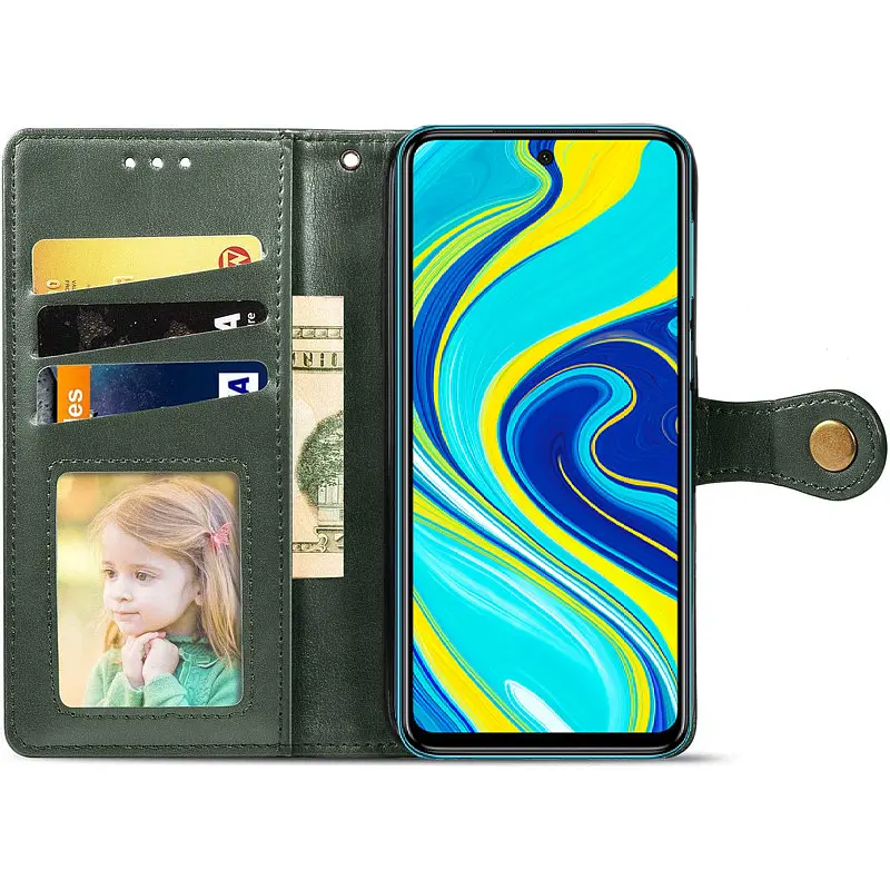 Шкіряний чохол-книжка GETMAN Gallant (PU) для Xiaomi Redmi Note 9s / Note 9 Pro / Note 9 Pro Max Зелений - фото 2