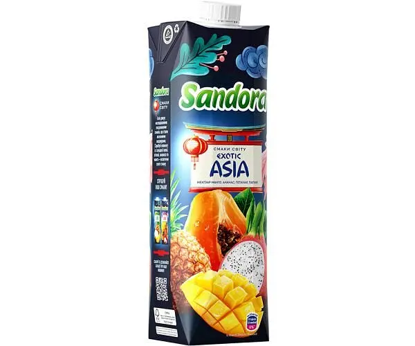 Sandora Exotic Asia, 0,95 л, Сік нектар з Манго, Ананасу, Пітахаї та Папаї неосвітлений Сандора - фото 2
