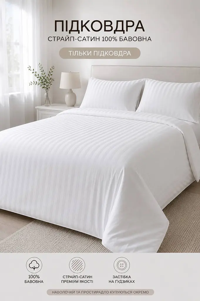 Підодіяльник 160х220 см сатин white TC303376023 - фото 2