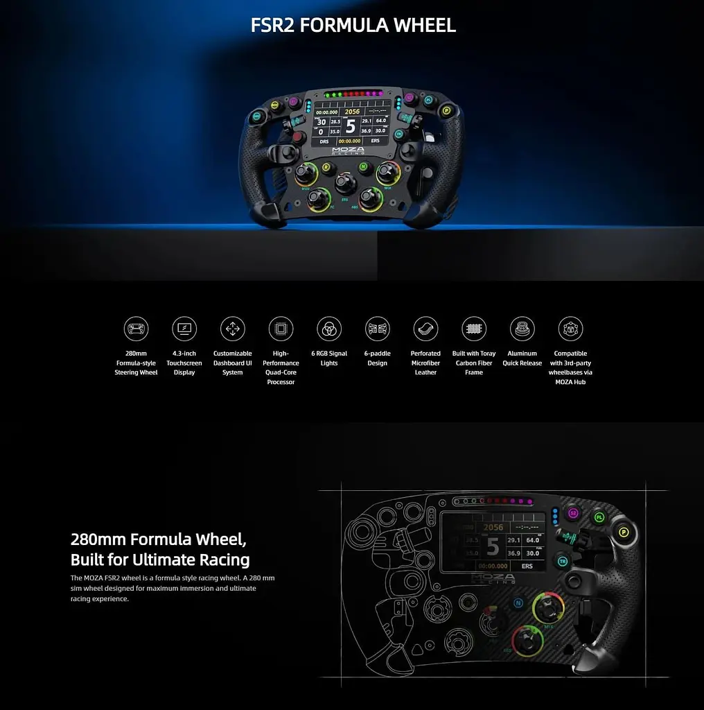 Руль MOZA Racing FSR V2 Formula for PC Экран 4.3" RGB - фото 10