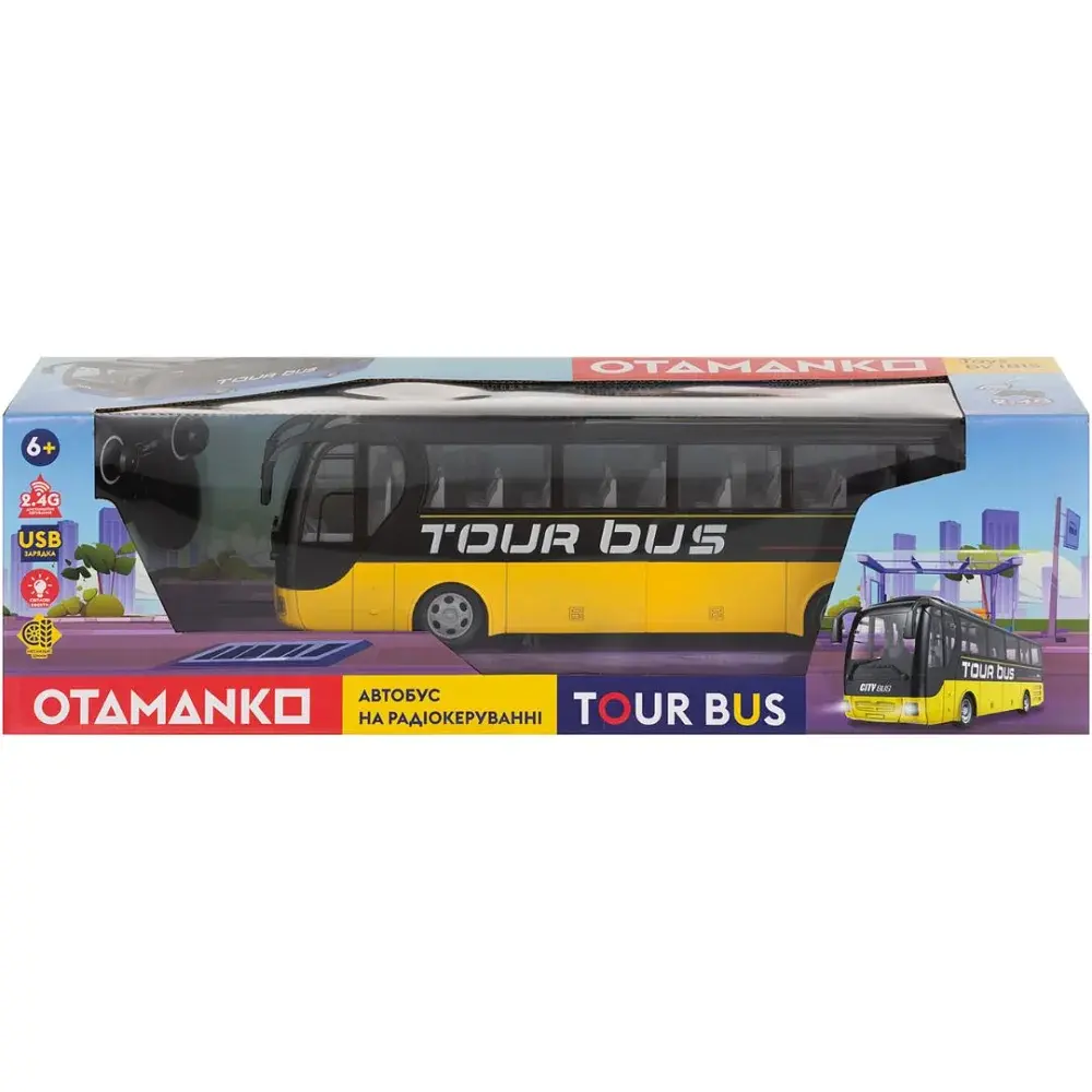 Машинка Otamanko Автобус на радіокеруванні Tour Bus Жовтий - фото 4