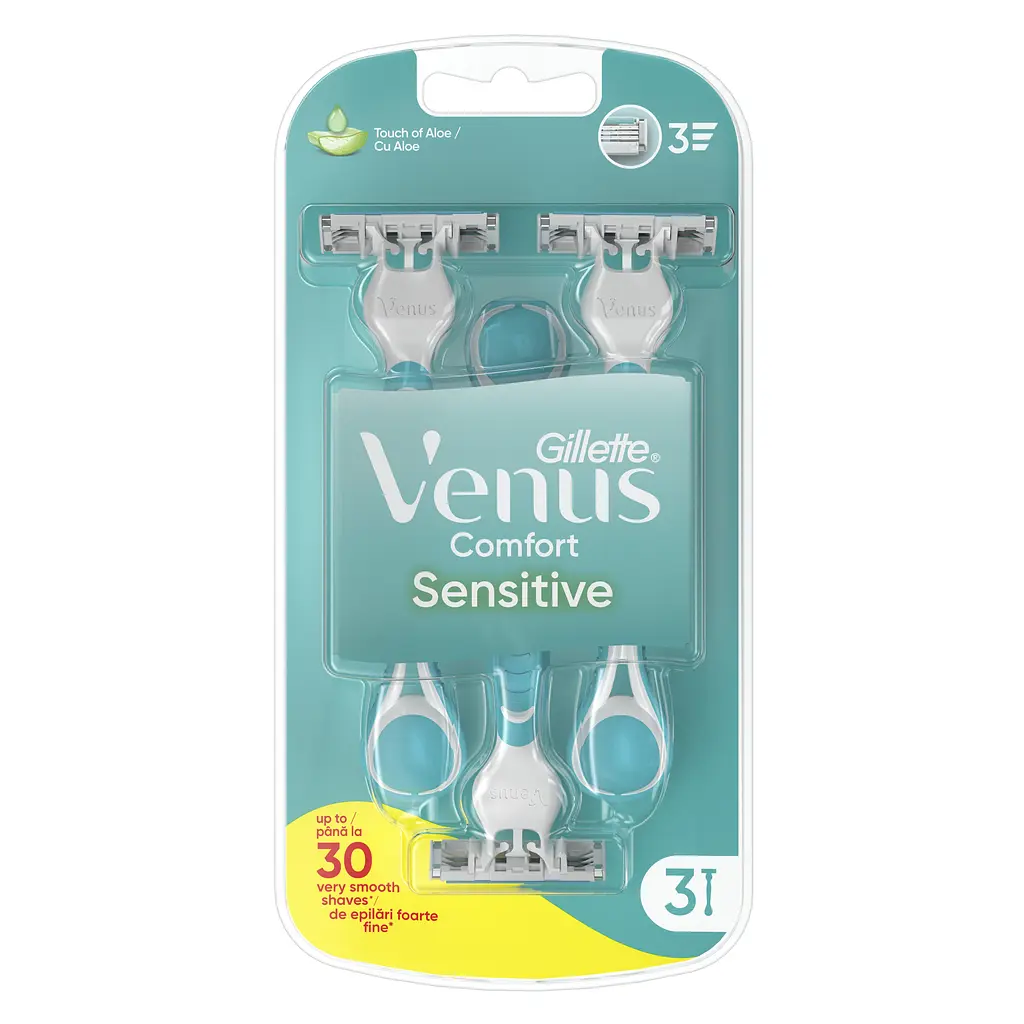 Одноразові станки для гоління (бритви) жіночі Venus 3 Sensitive 3 шт. - фото 2