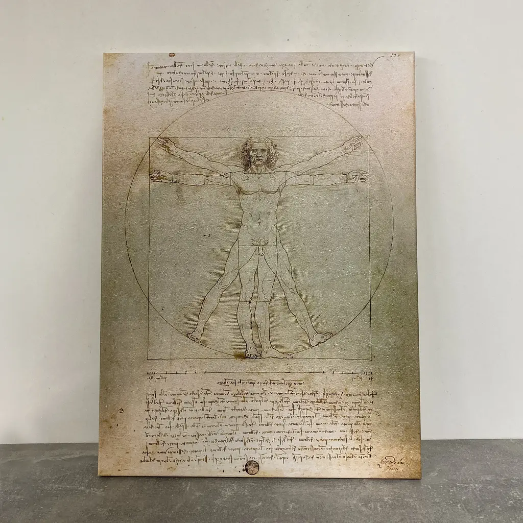 Інтер'єрна картина Вітрувіанська людина, Леонардо да Вінчі, Leonardo da Vinci, Vitruvian Man, інтер'єрний декор, 60×43 см (id6952) - фото 4