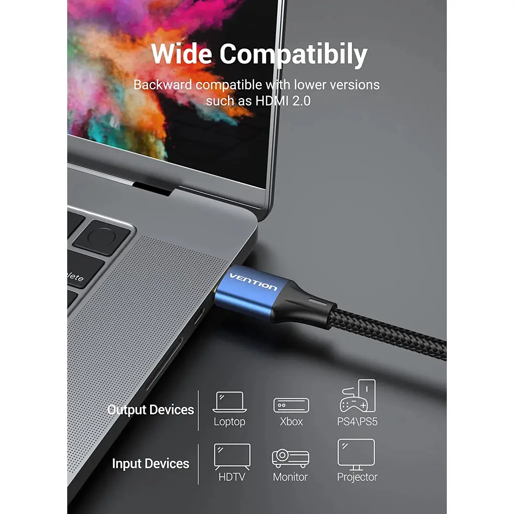 Кабель мультимедійний HDMI M to HDMI M 1.0m 8K60Hz cotton braided blue Vention (ALGLF) - фото 4