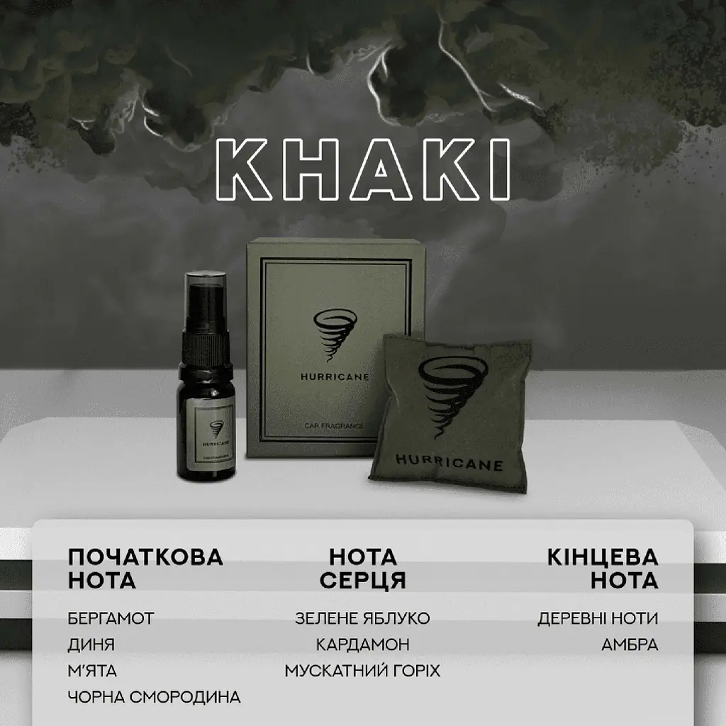 Ароматизатор автомобільний Hurricane Khaki Standart Long NEW (В комплекті Спрей 10 мл) - фото 2
