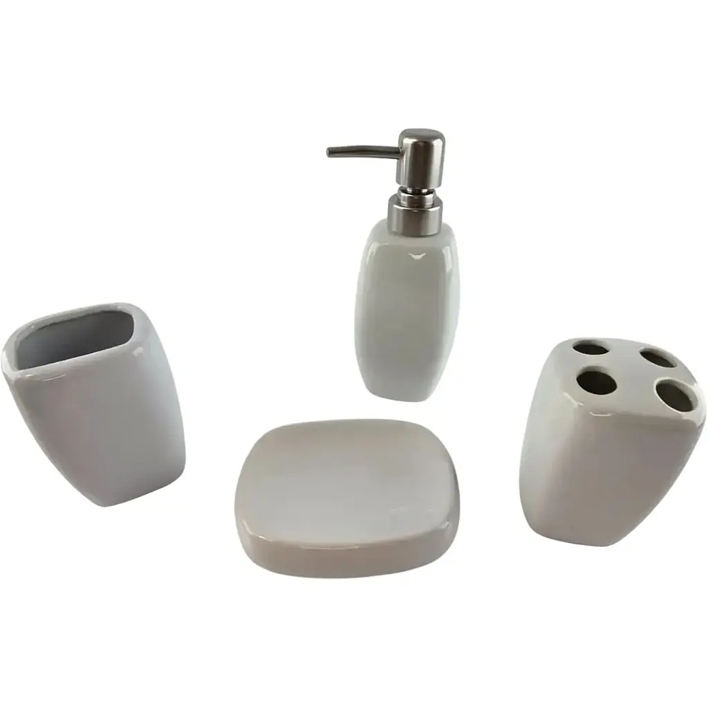 Набір аксесуарів для ванної кімнати No brand керамічний білий 23x21x11 см - фото 2