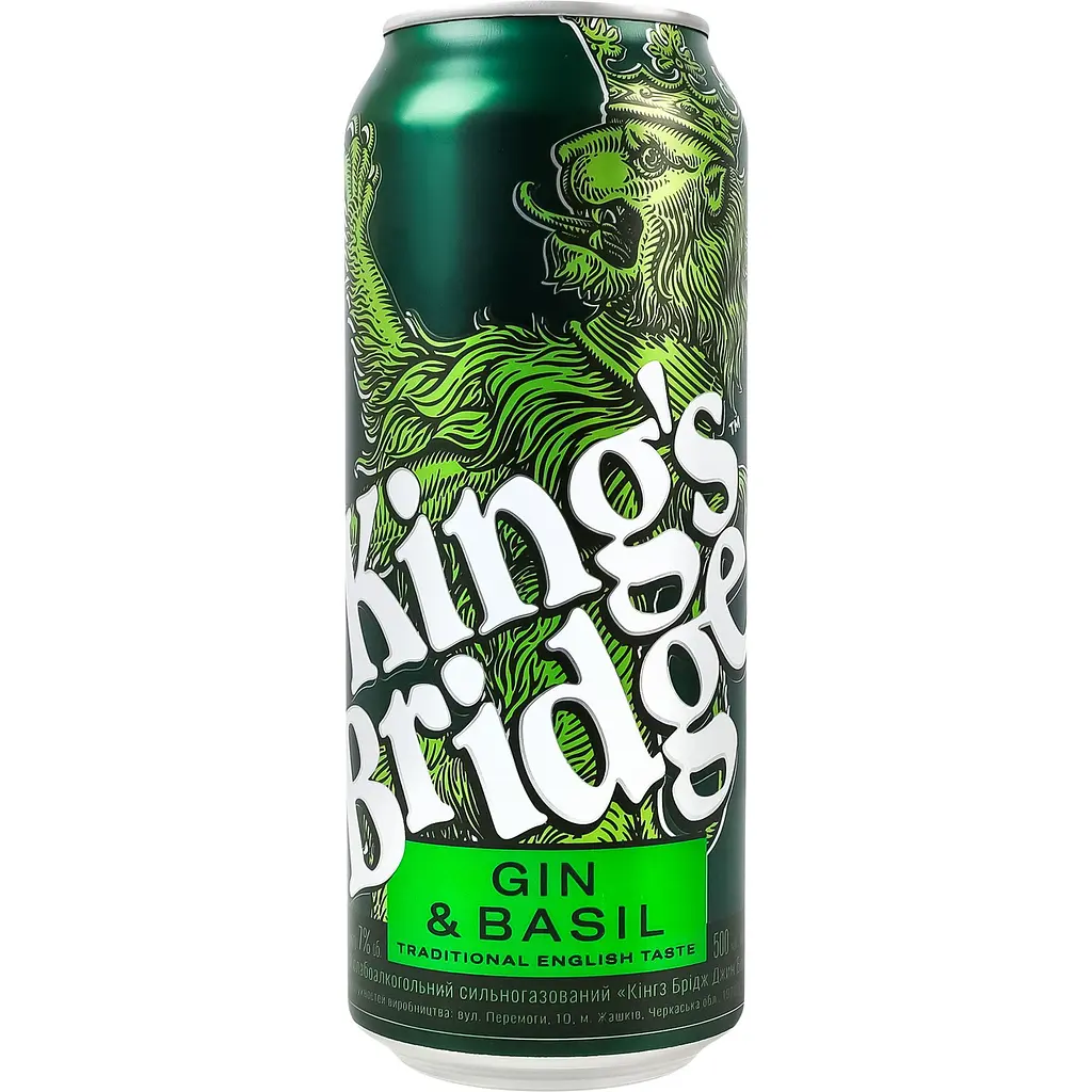 Напій слабоалкогольний King’s Bridge Gin & Basil 7% 0.5 л х 2 шт. з/б  - фото 2