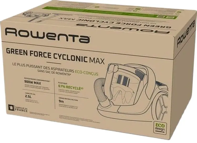 Пылесос Rowenta контейнерный Green Force Cyclnic Max, 900 Вт, контейнер для пыли - 2,6 л, HEPA, черный - фото 6