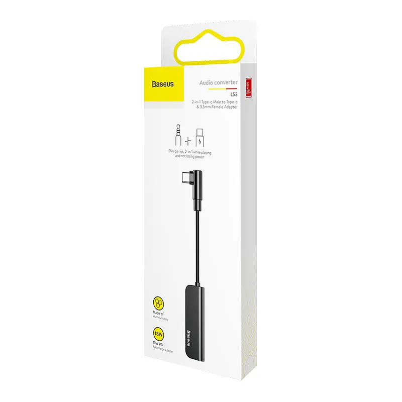 Адаптер Baseus L53 Type-C to 3.5 мм AUX Macbook support PD 18W - фото 3