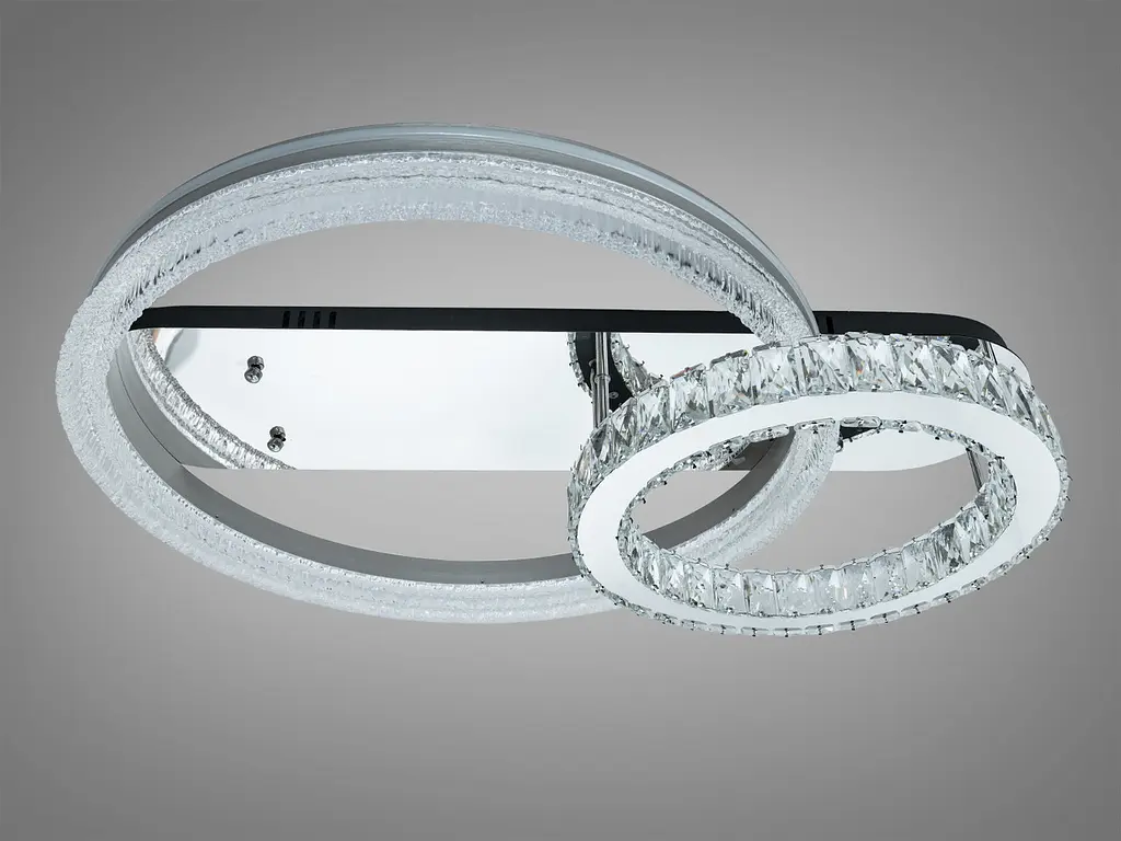Стельова LED люстра два кільця 120 Вт хром - фото 3
